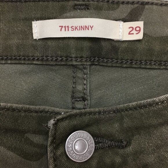 Levi's 711 Women's Green Camouflage Skinny Jeans Straight Leg Stretch 29x26 - Picture 7 of 10